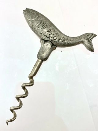 Sn12 Scandinavian Art Deco C.  1930 Design Corkscrew - Fish Figural Unmarked