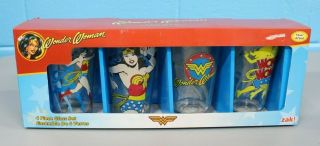 Zak Wonder Woman 4 Piece Glass Set 16 Oz Glasses