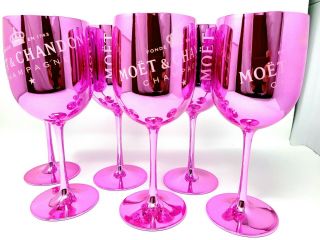 Moet Chandon Pink Rose Acrylic Champagne Goblets X 6