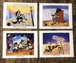 4 Warner Bros.  1993 Ad Cards Promotional Use Only Never 5.  5 " X4 " Pepe Lepew