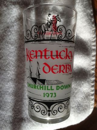 1973 Official Kentucky Derby Glass / Glasses - Secretariat Won