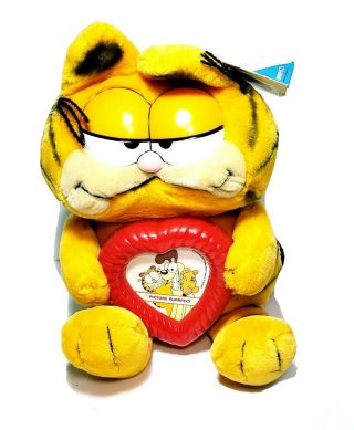 Vintage Garfield Picture Perfect Heart Frame 12 " Plush With Tag 1981 Stuffed Toy