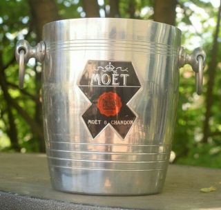 Moet And Chandon Vintage Champagne Aluminum Cooler Ice Bucket.  Made In France