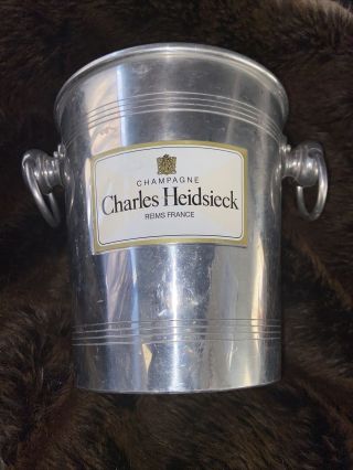 French Aluminum Champagne Ice Bucket Cooler Charles Heidsieck Reims France