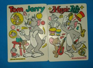 Vintage Tom & Jerry Sticker Set of 5 Reusable 3