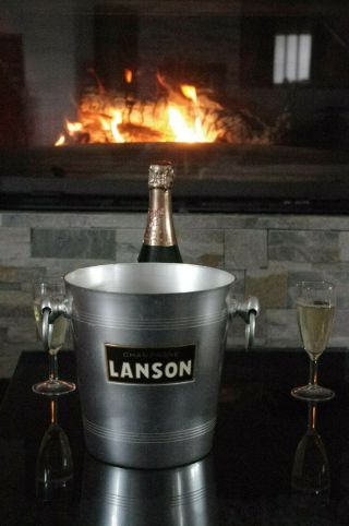 Vintage French Champagne Wine Ice Bucket Aluminium Cooler Lanson Reims