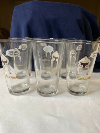 Kirin Ichiban 20oz Beer Glasses,  Sumo Says Shot Glasses (set Of 6)