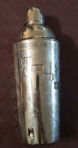 Vintage Stainless Steel Cocktail Shaker With Rotation Alcohol Drink Recipe Guide