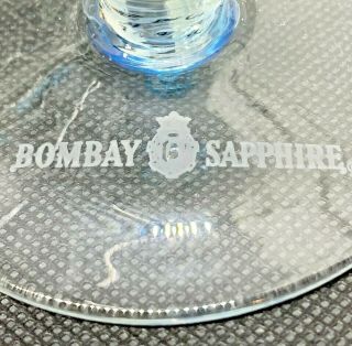 Rare Pair | Bombay Sapphire Martini Glasses Coupe Style Barware | Blue Stems 2