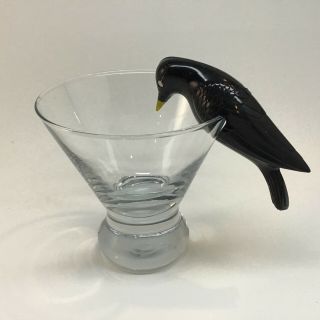 5 Vintage Blackbird Plastic Drink Glass Barware Toy Novelty Clothespin Bird Hang