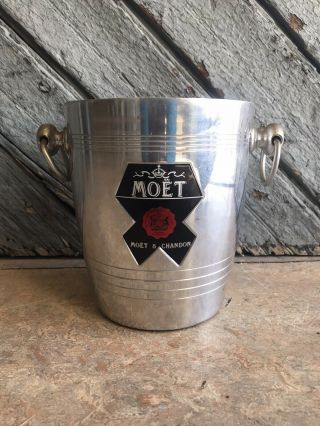 Vintage Moet And Chandon Champagne Aluminum Cooler Ice Bucket - Made In France