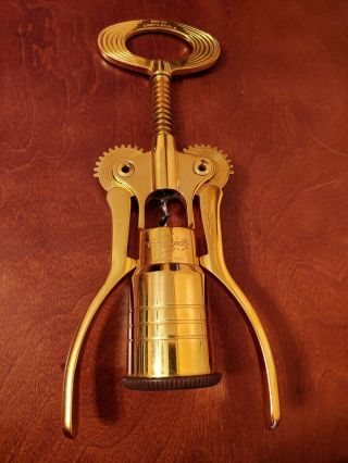 Campagnolo 22k Gold Plated Corkscrew Wine Bottle Big Opener Made In Italy