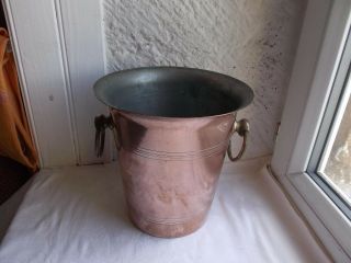 French Classic Copper Ice Champagne Bucket Solid Brass Handles Marked
