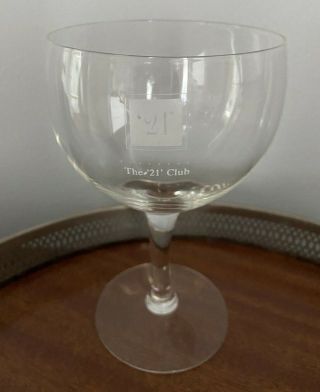 " 21 " Club Restaurant " 21club " Etched On Wine Glass Nyc Collectable