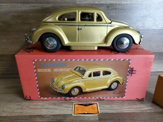 Vintage 14” Vw Bug Decanter Volkswagen Beetle Music Box & Shot Glasses Rare