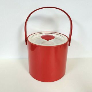Georges Briard Red Ice Bucket Vintage Vinyl Acrylic
