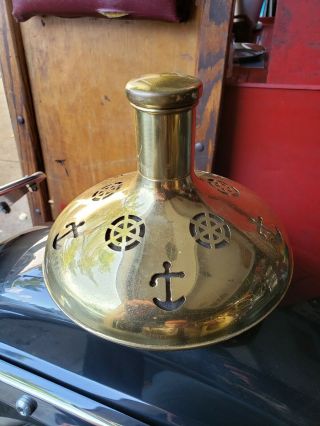 Vintage Brass Covered Bottle Nautical W/anchors Design Made In Sweden