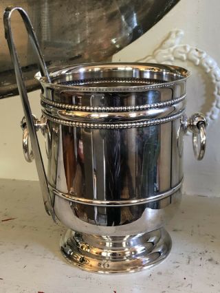 Christofle Perles Silver Plated Champagne Cooler Ice Bucket With Tongs