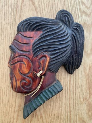 Maori Warrior Head Wood Carving / Wall Decoration