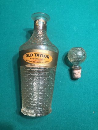Vintage 1963 Old Taylor Bourbon Whiskey Decanter Bottle