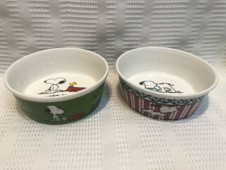 Gibson - Peanuts - “snoopy” Ceramic Dog Dish/bowl Set (qty.  2)