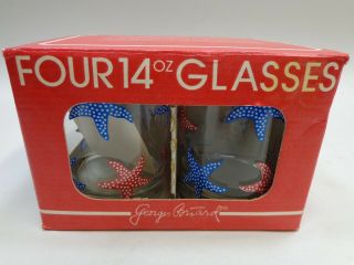 Set Of 4 Georges Briard Double Old Fashioned 14oz Glasses Starfish Nos