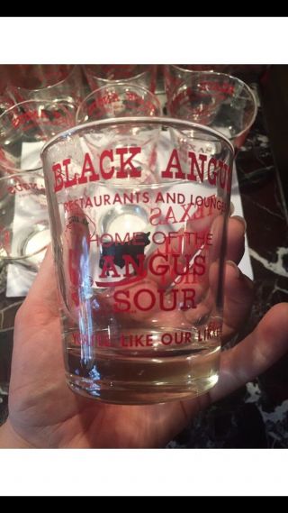 Set Of 4 Black Angus Restaurants And Lounges Texas Bull Shot Sour Glasses 2