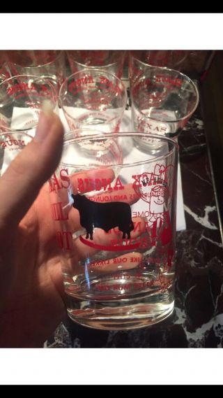 Set Of 4 Black Angus Restaurants And Lounges Texas Bull Shot Sour Glasses 3