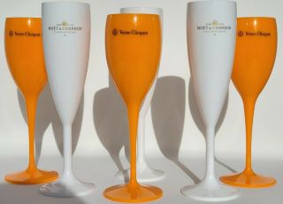 Moet Ice Imperial And Veuve Clicquot Yellow Label Champagne Flutes 6 Total