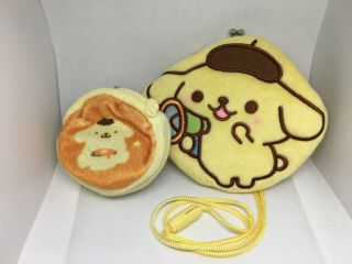 2 Sanrio Japan Pom Purin Pompompurin Plush Coin Case Purse Bag Mascot Dog Yellow