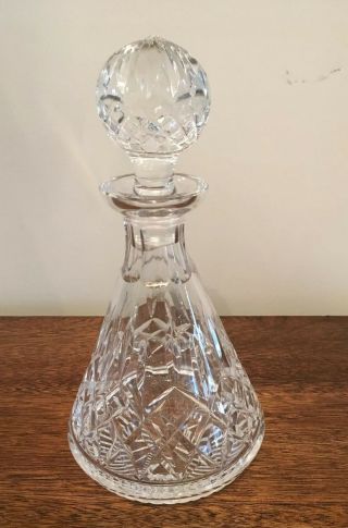 Vintage Lead Crystal Cut Glass Liquor / Wine Decanter With Stopper; 11” Height