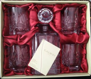 Galway Irish Crystal Kells Decanter Set - Decanter And Four Glasses -