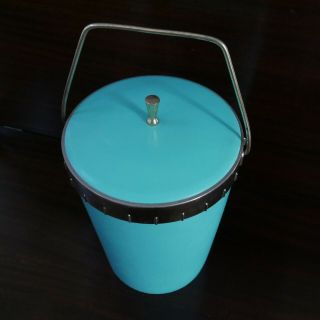 Vintage Mcm Turquoise Plas - Tex Ice Bucket Chest Mid Century Retro Atomic Teal