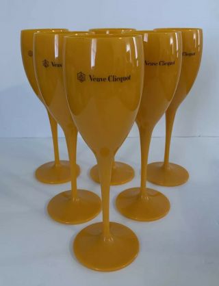 Veuve Clicquot Champagne Flute Glass Orange 6 Count Set Acrylic Picnic