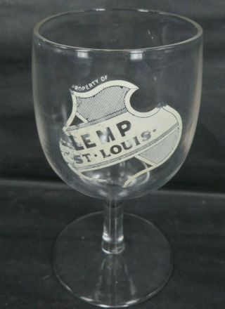 Lemp St Louis Beer Goblet Stemmed Glass Pre Prohibition Circa 1910 5.  5 " Shield