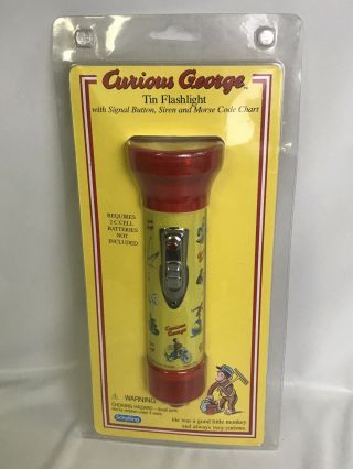 Vintage Curious George Tin Flashlight - Schilling - Rare In Package