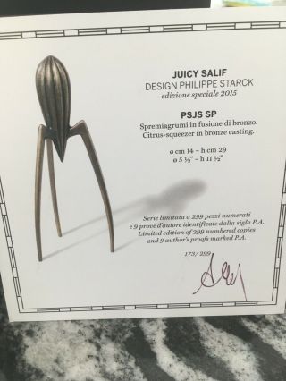 Alessi Juicy Salif Cast Bronze Limited 25 Yr Edition Design Philippe Starck