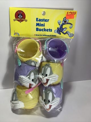 Vintage 1997 Looney Tunes Easter Mini Buckets Bugs Bunny Old Stock