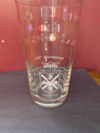 Coat Of Arms British Pub Vintage Nh Beer 16oz Glass Vtg Portsmouth Hampshire
