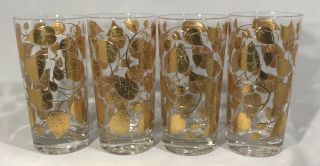 Set Of 4 Vintage George Briard Gold Leaf/vine Highball Glasses