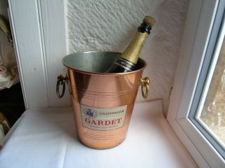 French Copper Ice Champagne Bucket " Gardet " Brass Handles