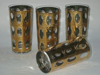 Set Of 4 - Culver Highball Glasses 5 - 5/8 " Tall Pisa Pattern Mid - Century Modern