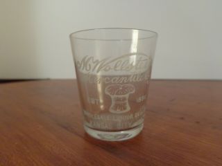 M Wollstein Mercantile Co Etched Shot Glass Kansas City Mo Corn Shock Logo