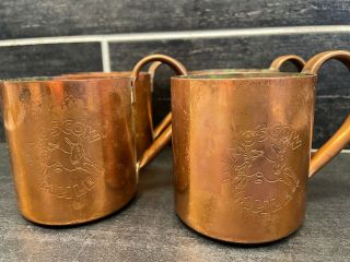 Set 4 Vintage Copper Moscow Mule Mugs Cock N Bull High Handle
