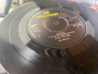 The Beatles Yeaterday E.  P.  Mono - 1/ - 1 45 RPM Rare Vinyl EP 1965 6603 V N 2