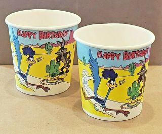 1981 Wb Road Runner & Wile E Coyote,  Happy Birthday Paper Cups,  Mopar Beep Beep