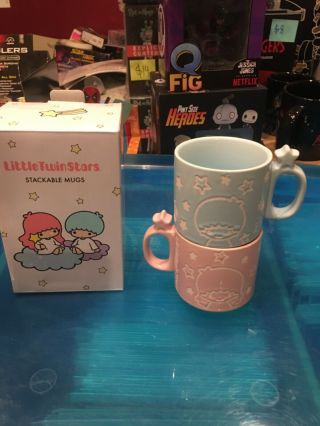 Sanrio X Loot Crate: Little Twin Stars Stackable Ceramic Mugs Pink & Blue