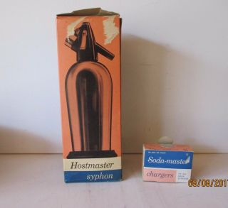 Hostmaster Soda Syphon - - Nos - 10 Extra Chargers - England -