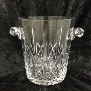 Vintage Elegant Cut Crystal Ice Bucket,  Heavy With Handles,  7.  25 "