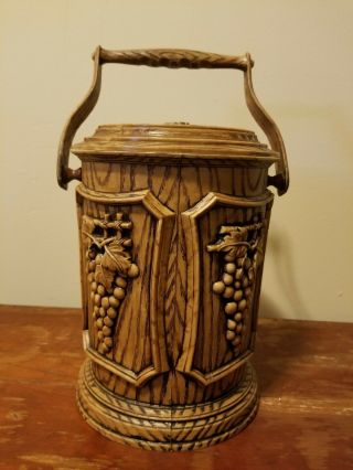 Vintage Plastic Faux Wood Grain Ice Bucket - Wine Chiller - Fantastic